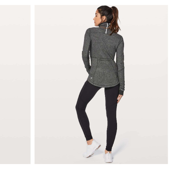 Lululemon Base Runner 1/2 Zip Heathered Herringbone Black Reflective Trim Sz 6 - Picture 3 of 14